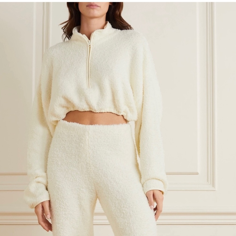 SKIMS COZY KNIT CROPPED PULLOVER BONE